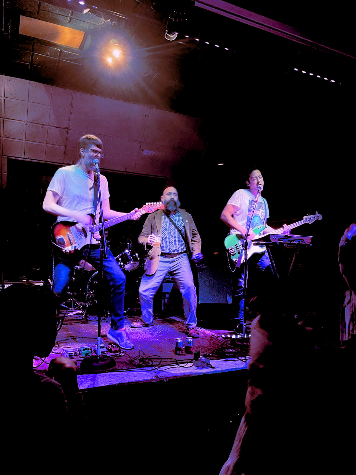 The Laughs performing on stage at Kilowatt, seen from the audience